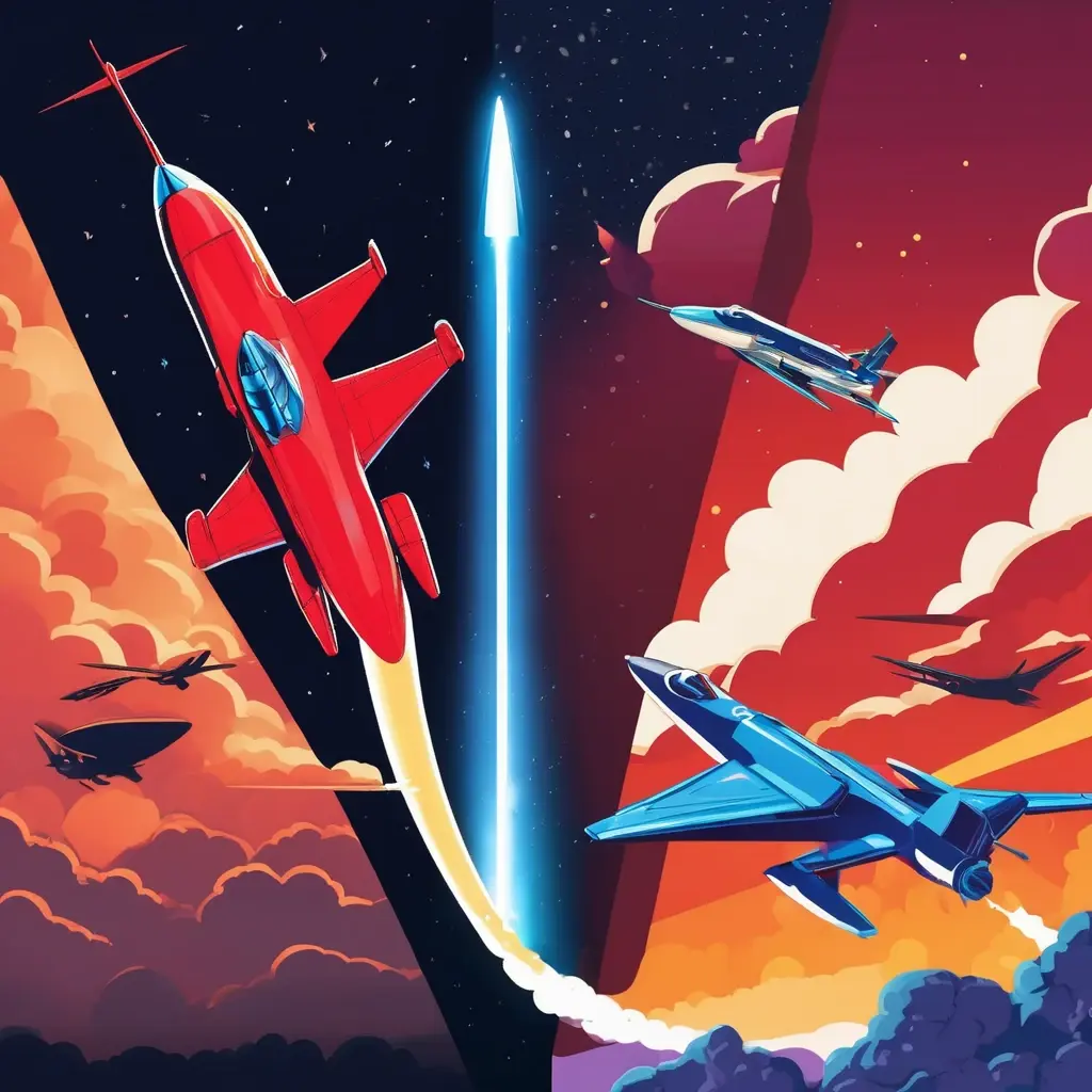 বাম পাশে Aviator গেমের ইন্টারফেস এবং ডান পাশে JetX গেমের ইন্টারফেসের একটি তুলনামূলক দৃশ্য।