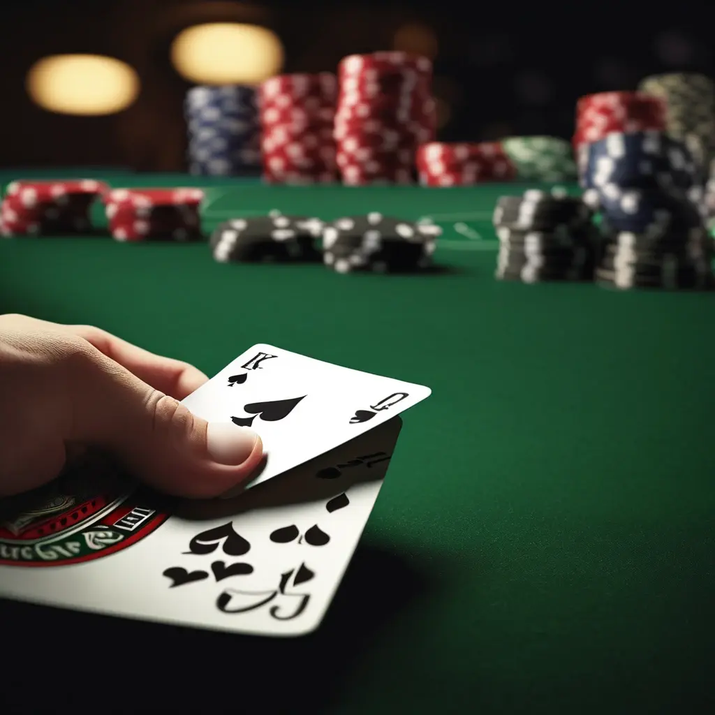 Blackjack Table with Cards and Chips