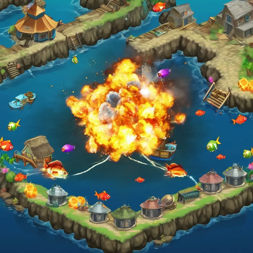 Bombing Fishing gameplay showing a torpedo explosion