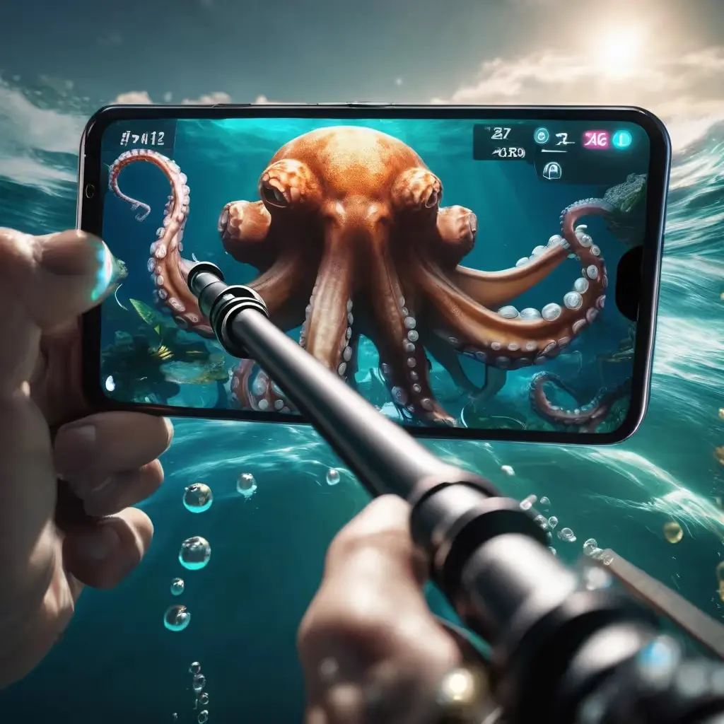 Gameplay screenshot of Mega Fishing on Boro Jeet showing a boss fight