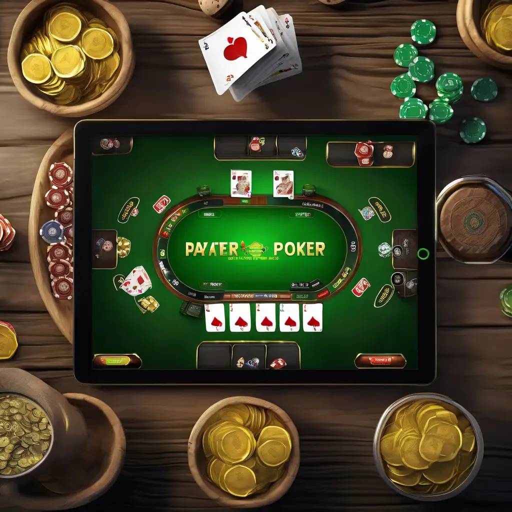 A digital poker table interface on Boro Jeet showing player hands and pot