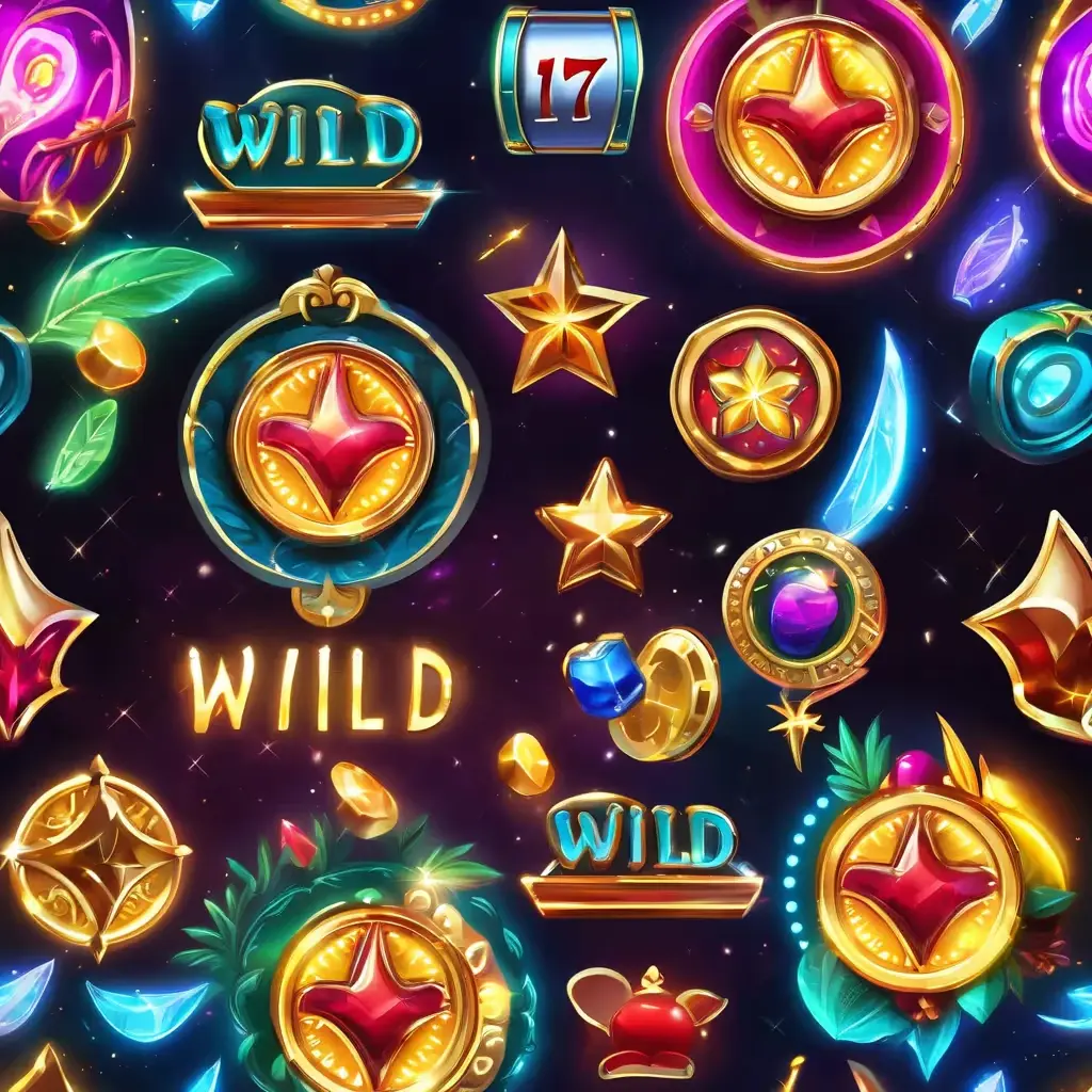 Feature symbols like Wild and Scatter on a slot machine reel