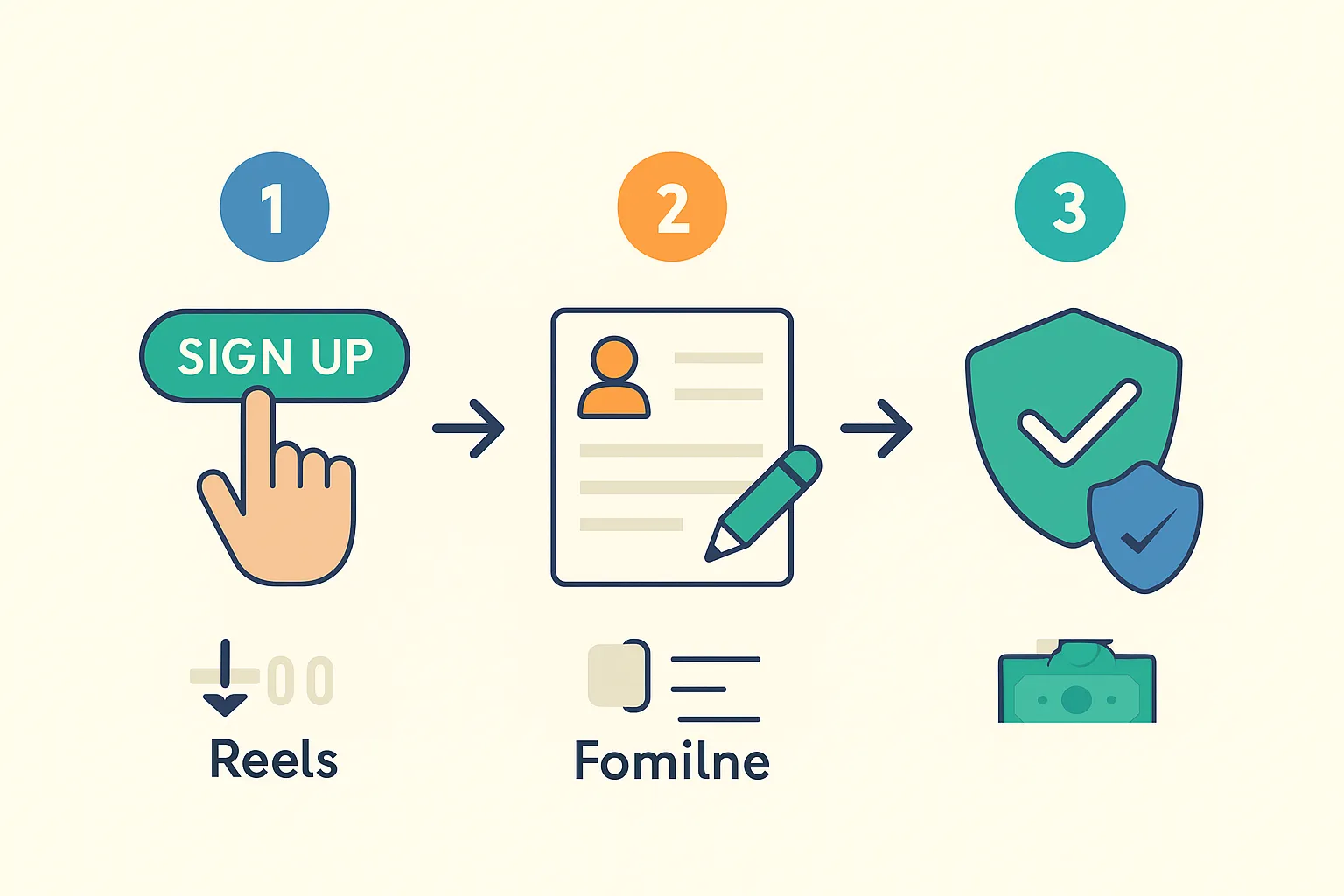 একটি ইনফোগ্রাফিক যা BoroJeet-এ অ্যাকাউন্ট খোলার তিনটি সহজ ধাপ দেখাচ্ছে: সাইন আপ, তথ্য পূরণ এবং যাচাইকরণ।