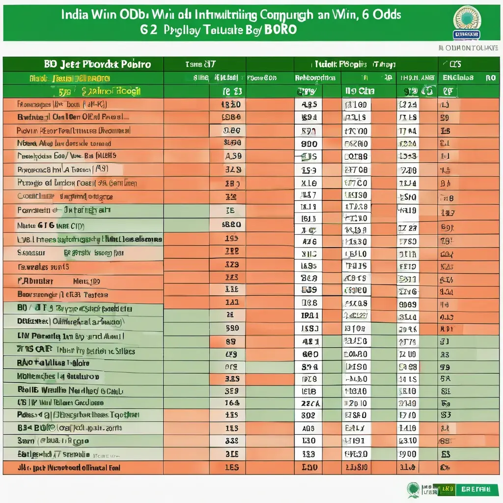 Odds Comparison Table for Ind vs Ban