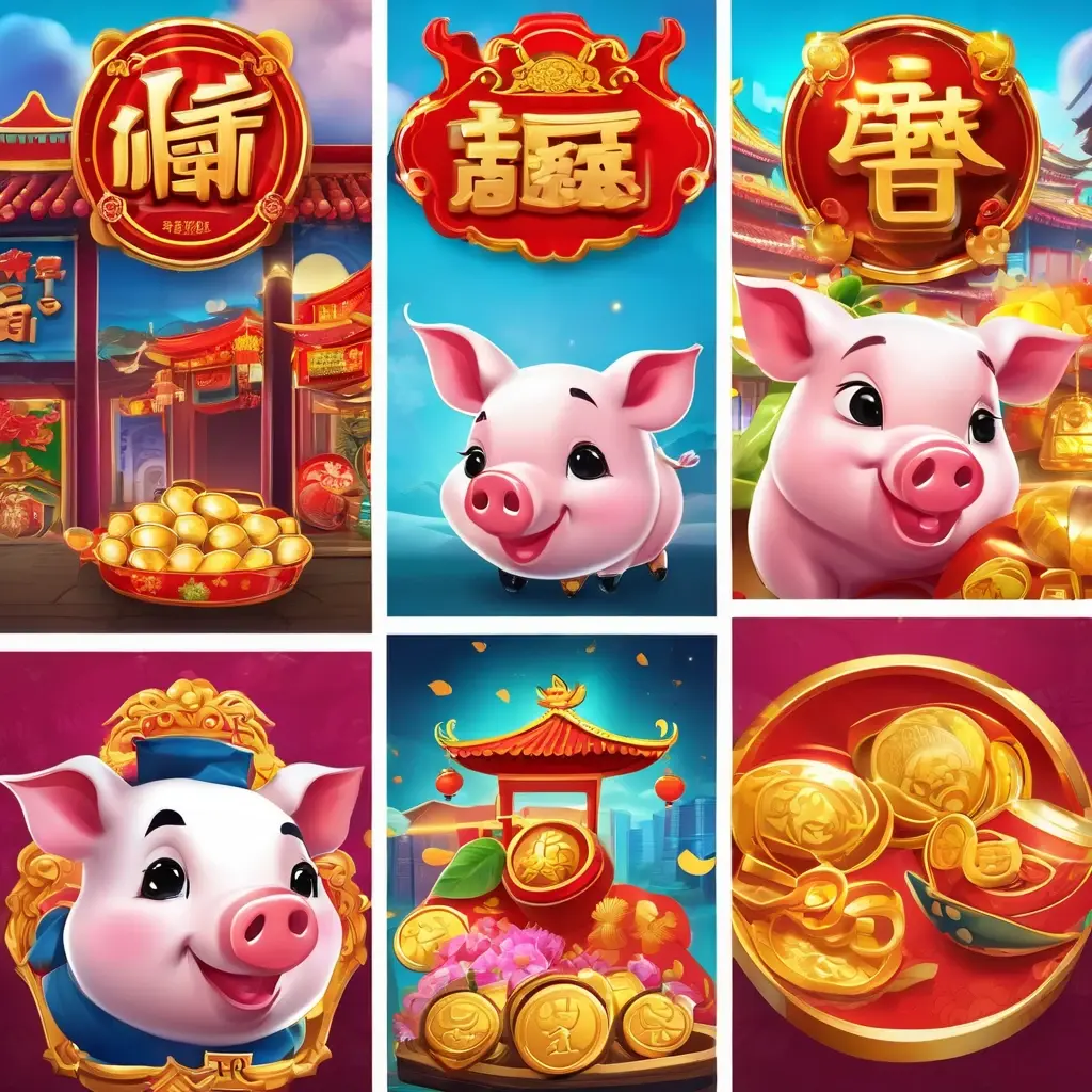 Collage of popular Fa Chai slot games like Chinese New Year and Night Market