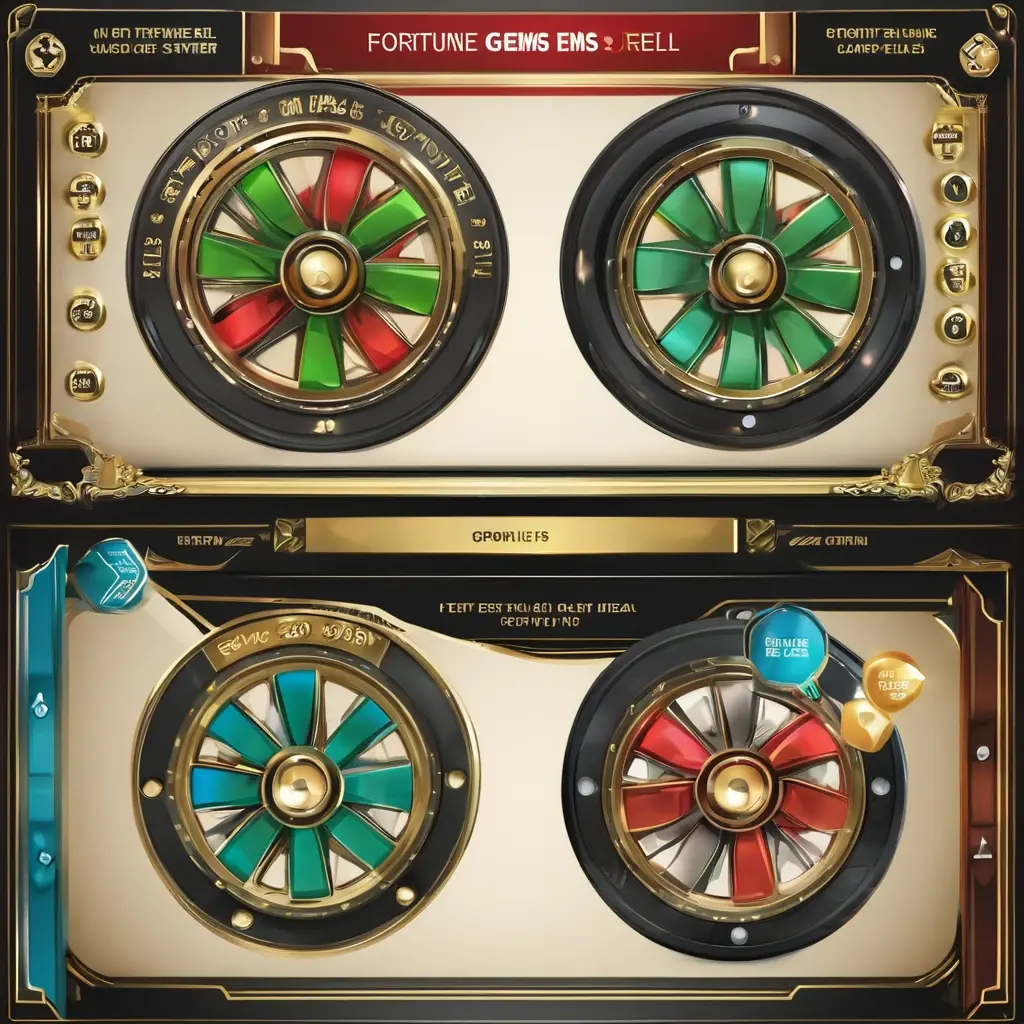 Comparison table showing features of Fortune Gems 1 vs Fortune Gems 2 highlighting the new lucky wheel