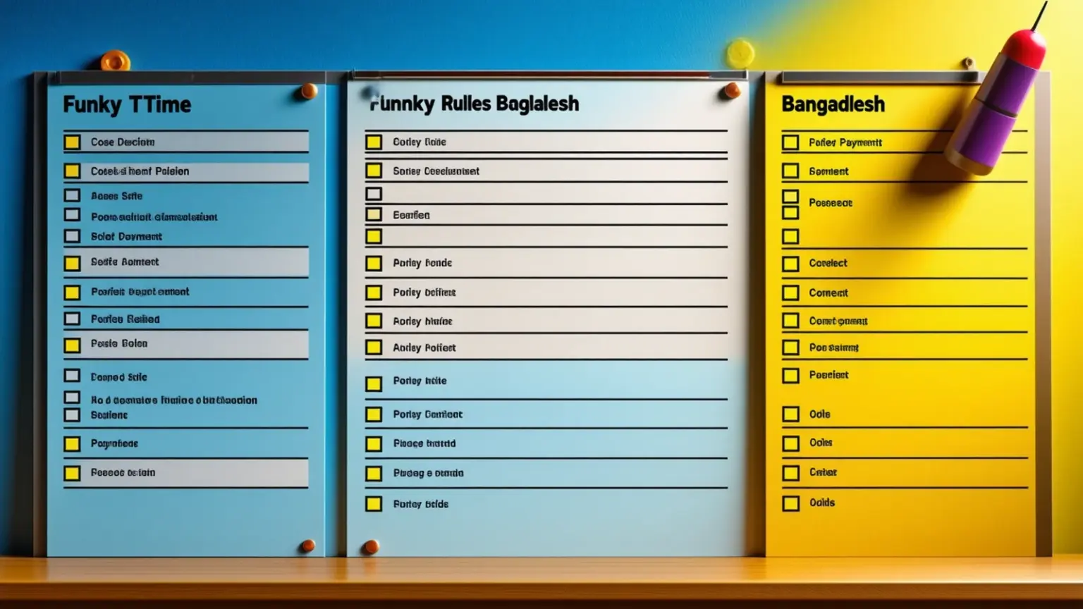 Funky Time Rules Bangladesh checklist interface