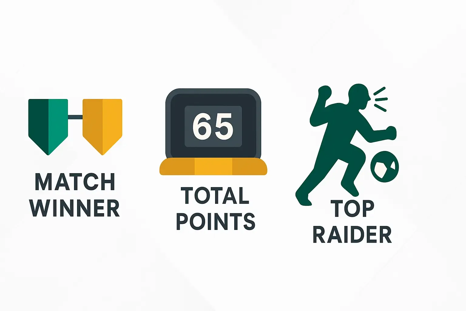 কাবাডি বেটিং মার্কেট যেমন রেইড পয়েন্ট এবং ট্যাকল পয়েন্ট এর ভিজ্যুয়াল ব্যাখ্যা।