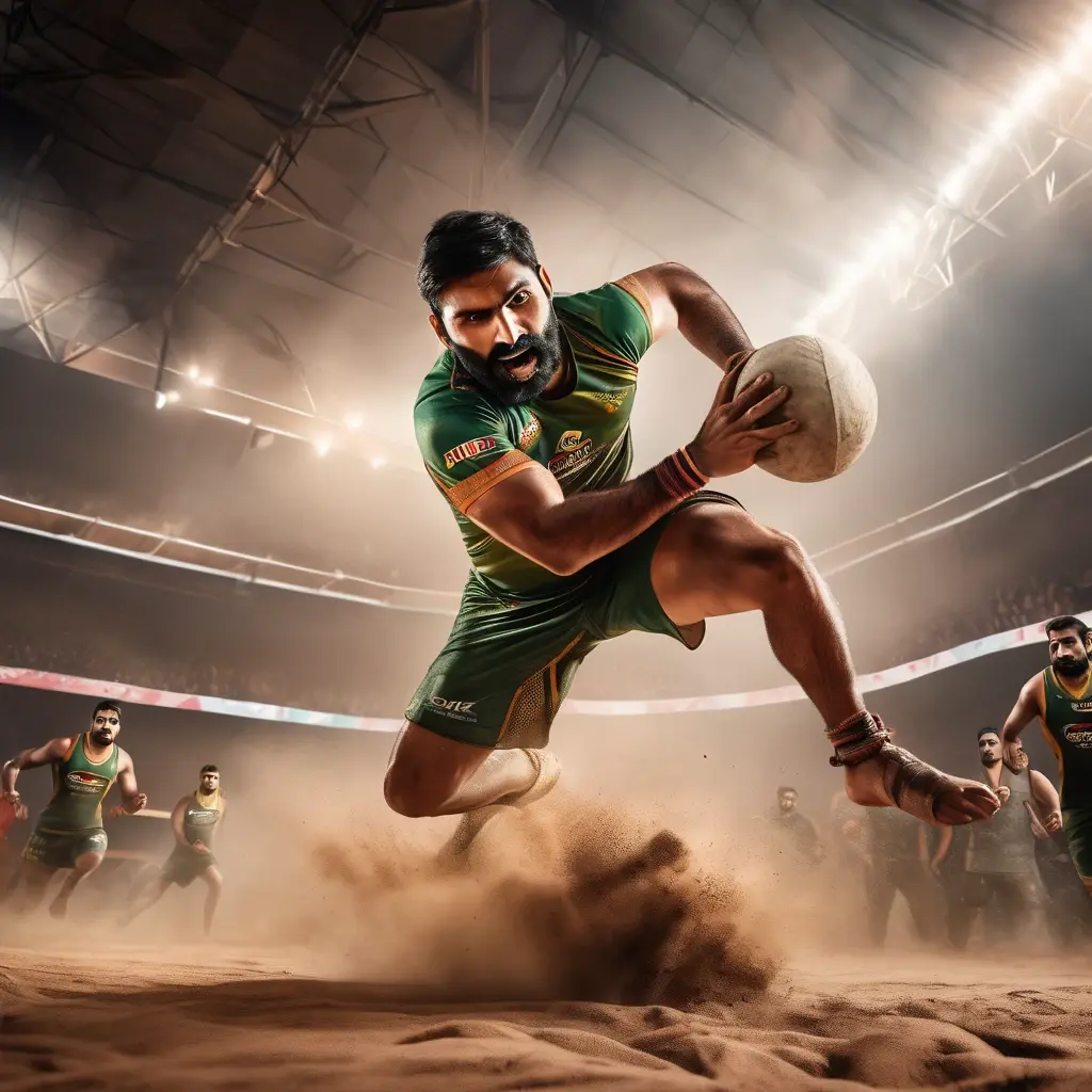 Kabaddi Raider in Action Moment