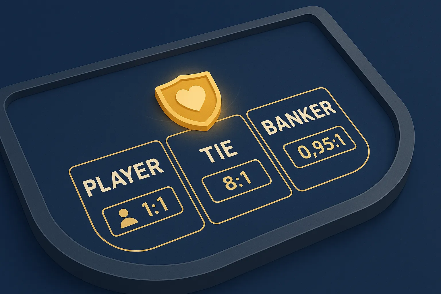 লাইভ ব্যাকারাত টেবিলের লেআউট, যেখানে প্লেয়ার, ব্যাংকার এবং টাই বেটিং এলাকা দেখানো হয়েছে।