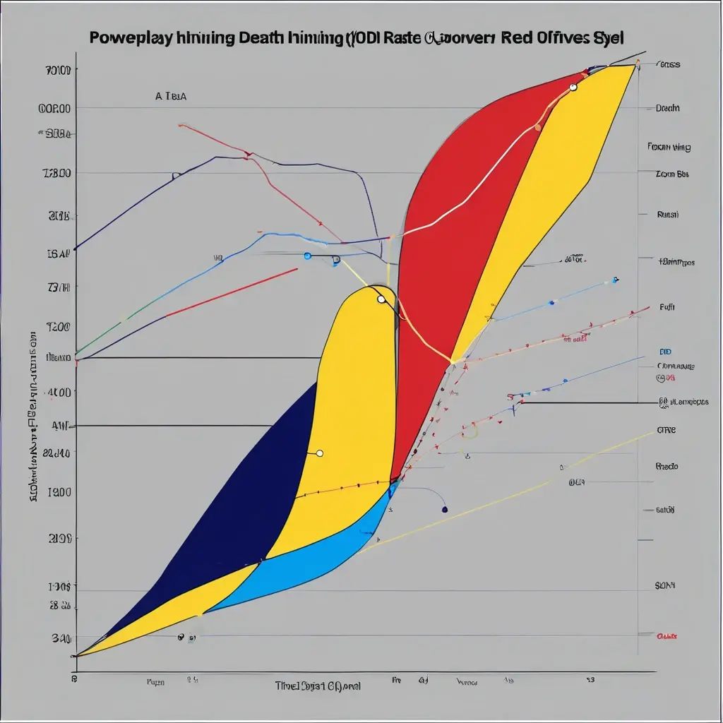 Chart showing run rate progression in Powerplay, Middle Overs, and Death Overs in ODI cricket