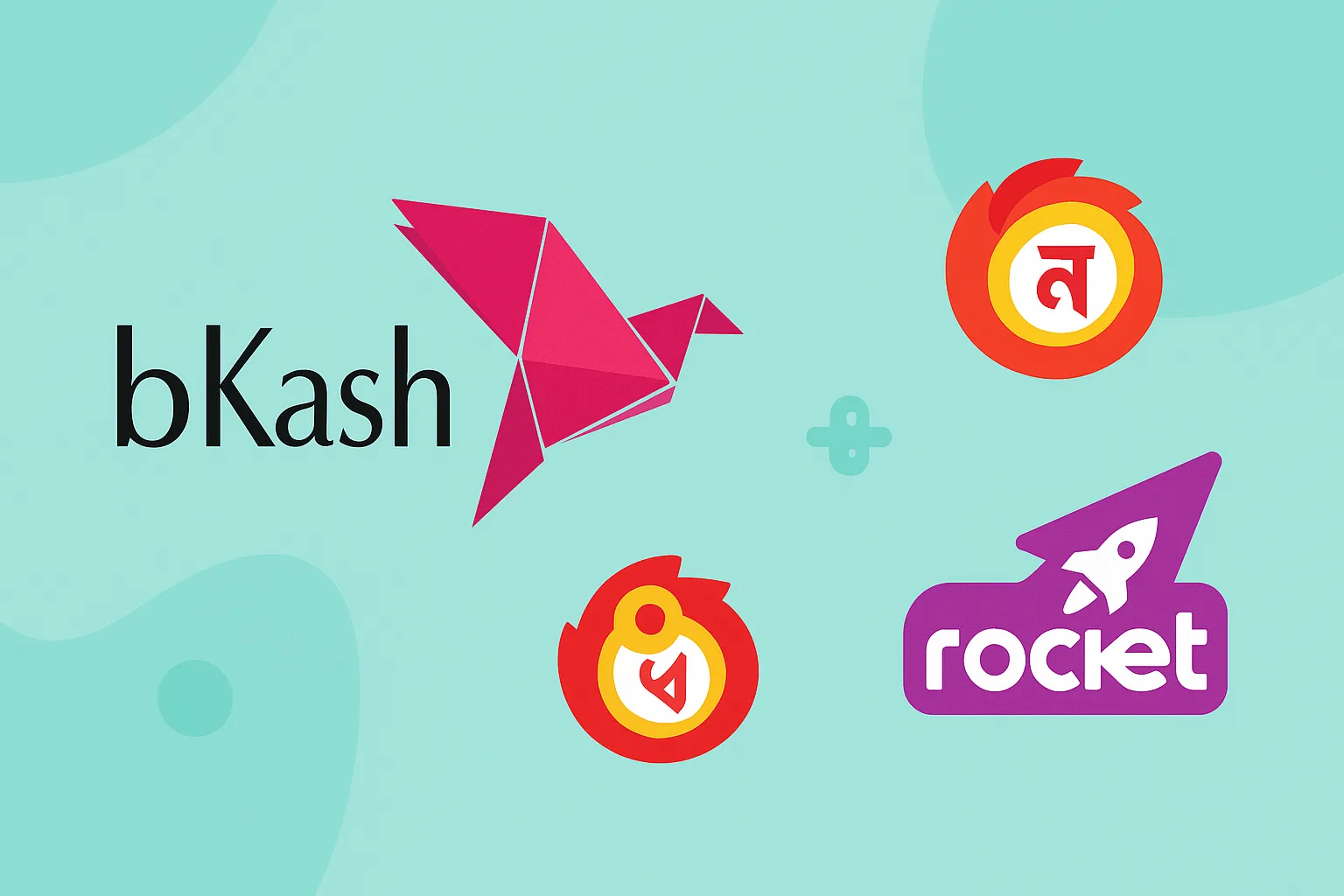 bKash, Nagad, এবং Rocket-এর লোগো দেখানো একটি ছবি, যা লেনদেনের সীমা পরিচালনার জন্য একাধিক পেমেন্ট পদ্ধতি ব্যবহারের কৌশলকে চিত্রিত করে।