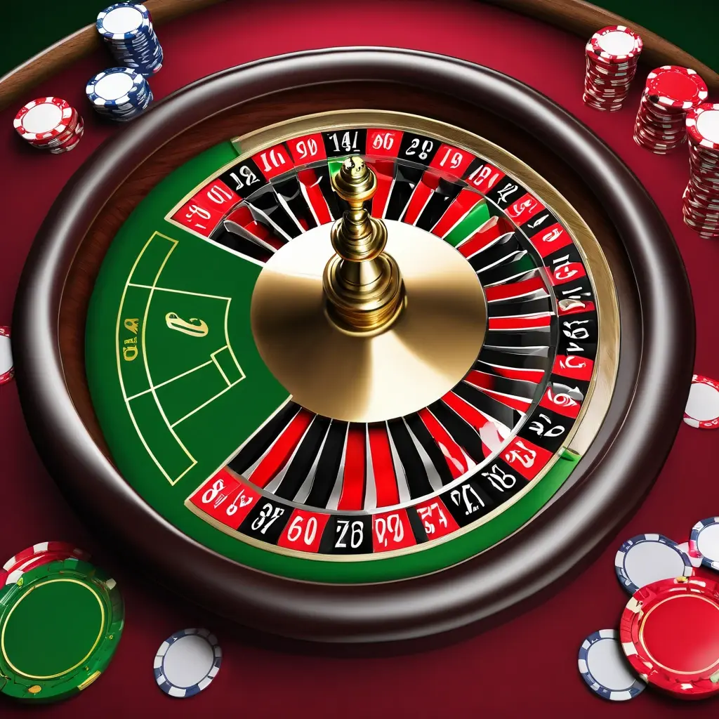 Roulette table with chips placed on Red/Black betting areas