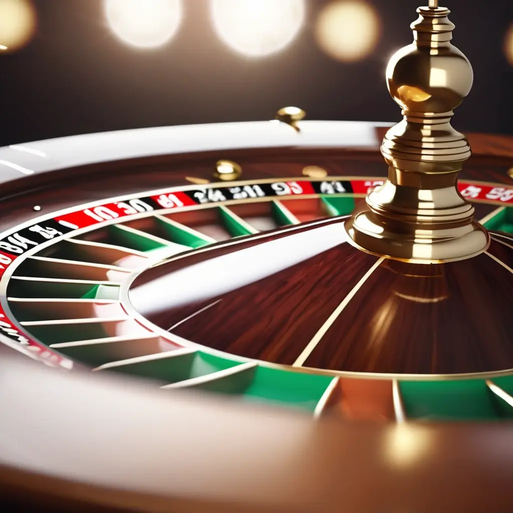 Close up of Roulette Wheel with Ball Spinning
