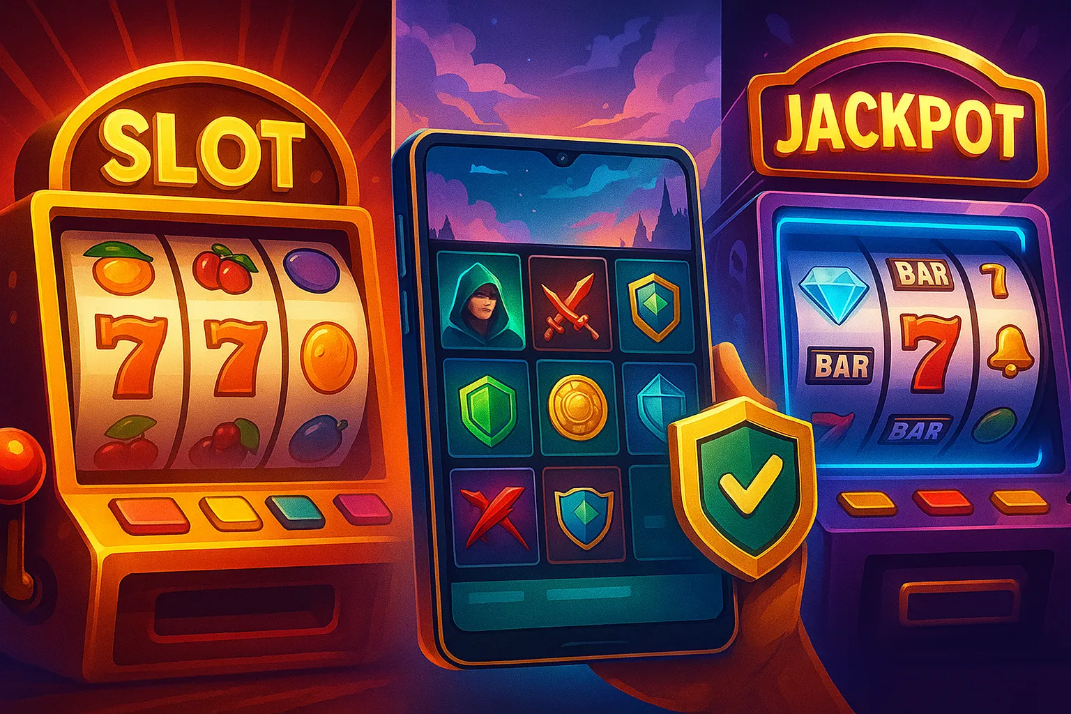 ক্লাসিক, ভিডিও এবং প্রগ্রেসিভ জ্যাকপট সহ বিভিন্ন ধরণের অনলাইন স্লট গেমের একটি কোলাজ।