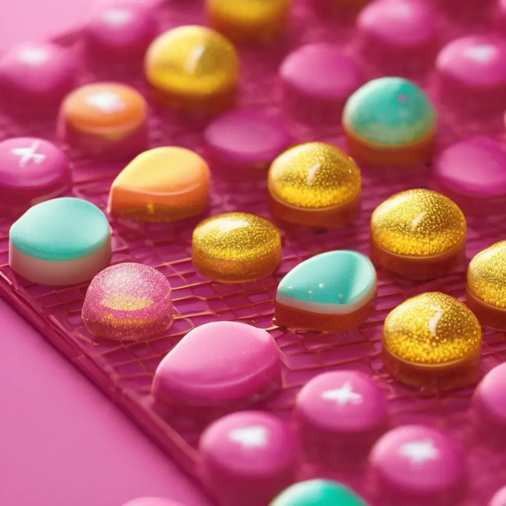 Sugar Rush game grid showing highlighted multiplier spots up to 128x.