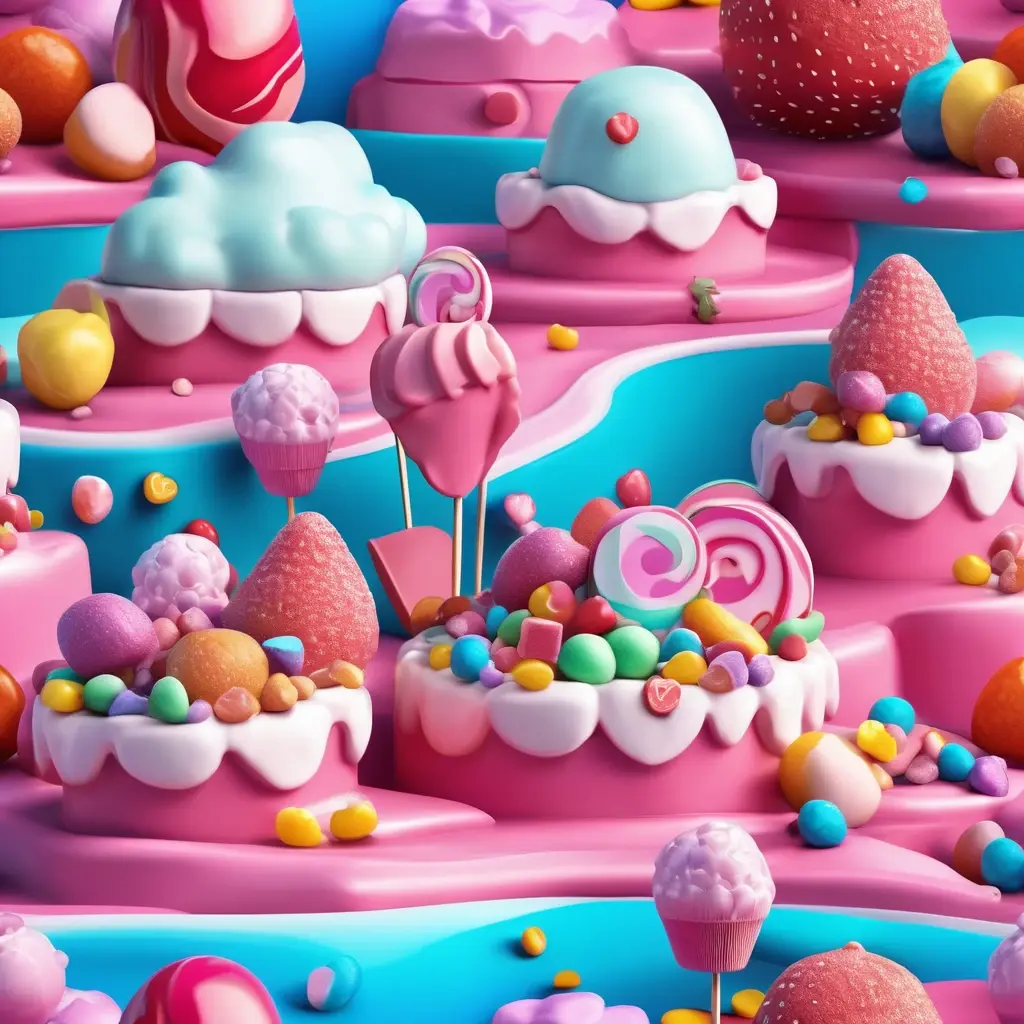 Sweet Bonanza slot game background with candies and fruits.