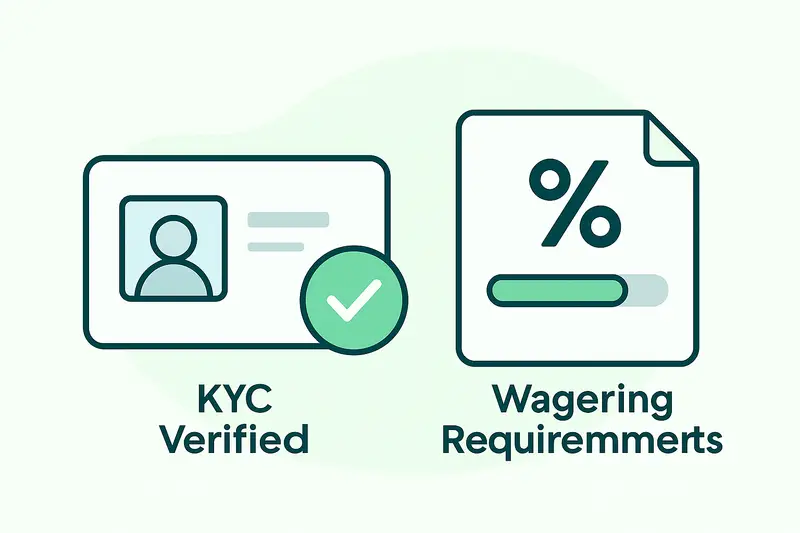 টাকা তোলার আগে দুটি গুরুত্বপূর্ণ চেকলিস্ট আইটেম: কেওয়াইসি ভেরিফিকেশন সম্পন্ন করা এবং ওয়েজারিং রিকোয়ারমেন্ট পূরণ করা।