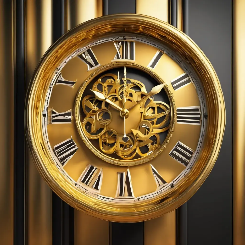 Clock face with winning multipliers instead of numbers, golden lighting