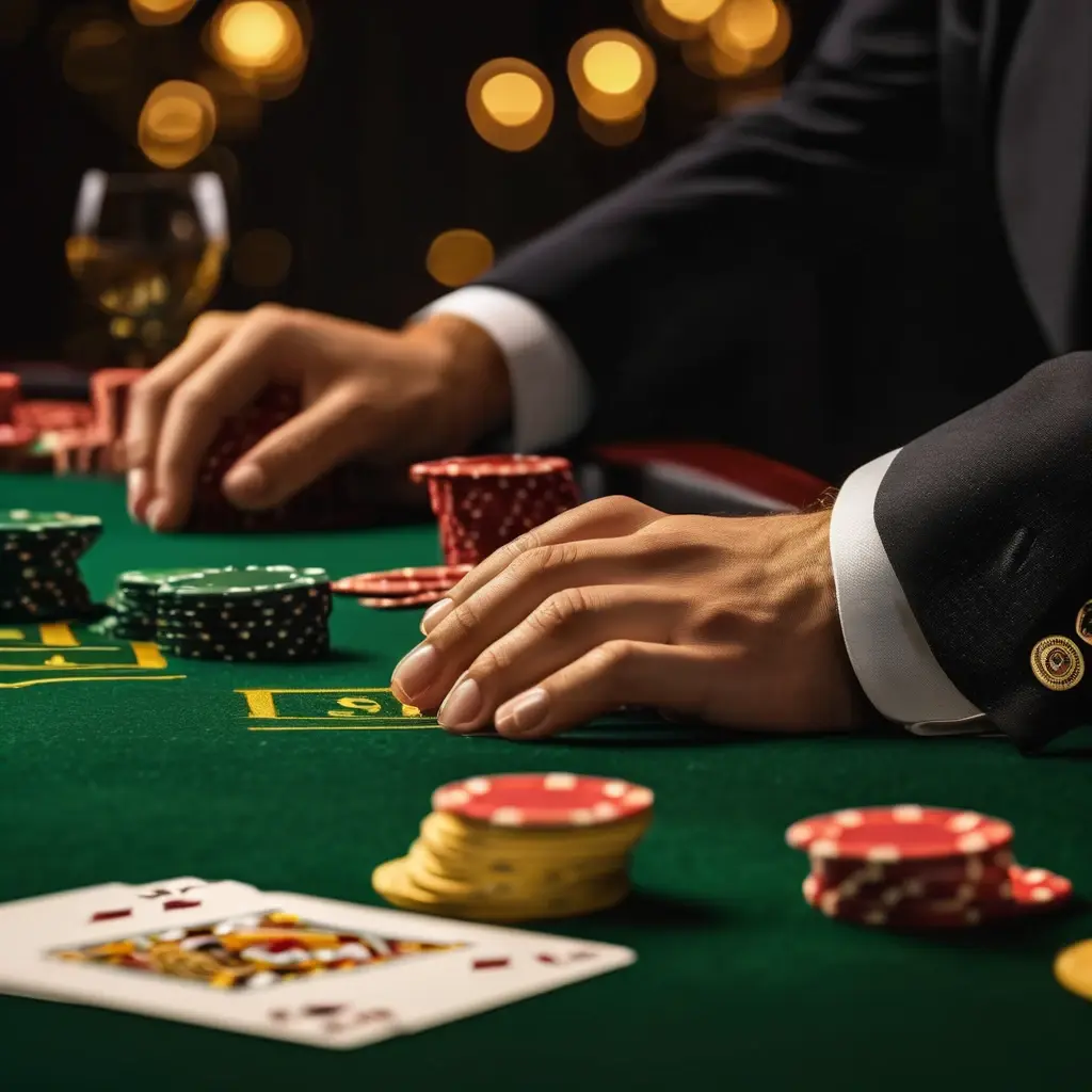 Elegant Baccarat table setup with cards dealt on Player and Banker, Boro Jeet branding