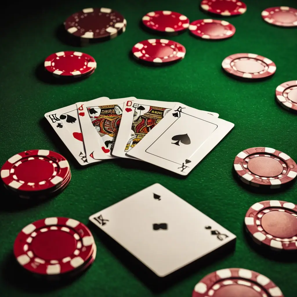 Close-up of a Blackjack hand with an Ace and King (Blackjack) on a Boro Jeet table