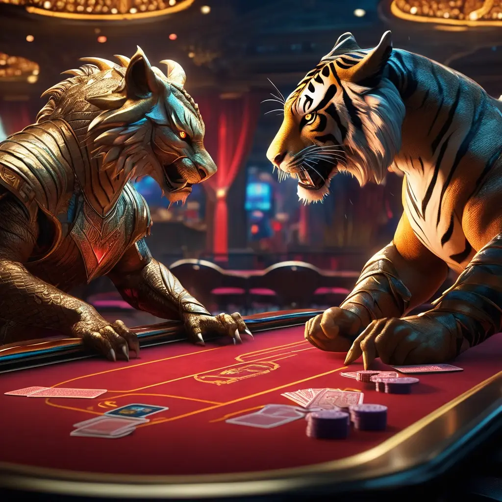 A dramatic Dragon vs Tiger card showdown on a Boro Jeet table