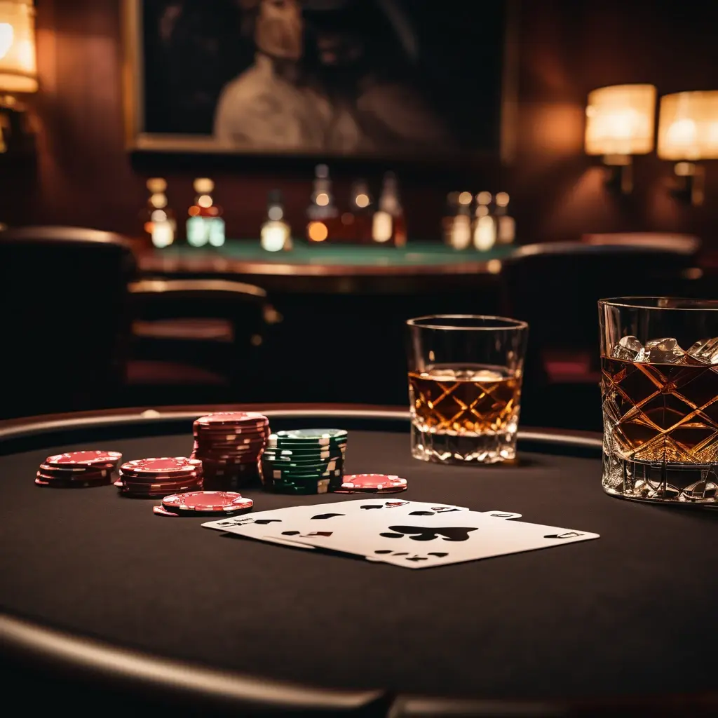 A professional poker table with chips and cards, featuring the Boro Jeet logo