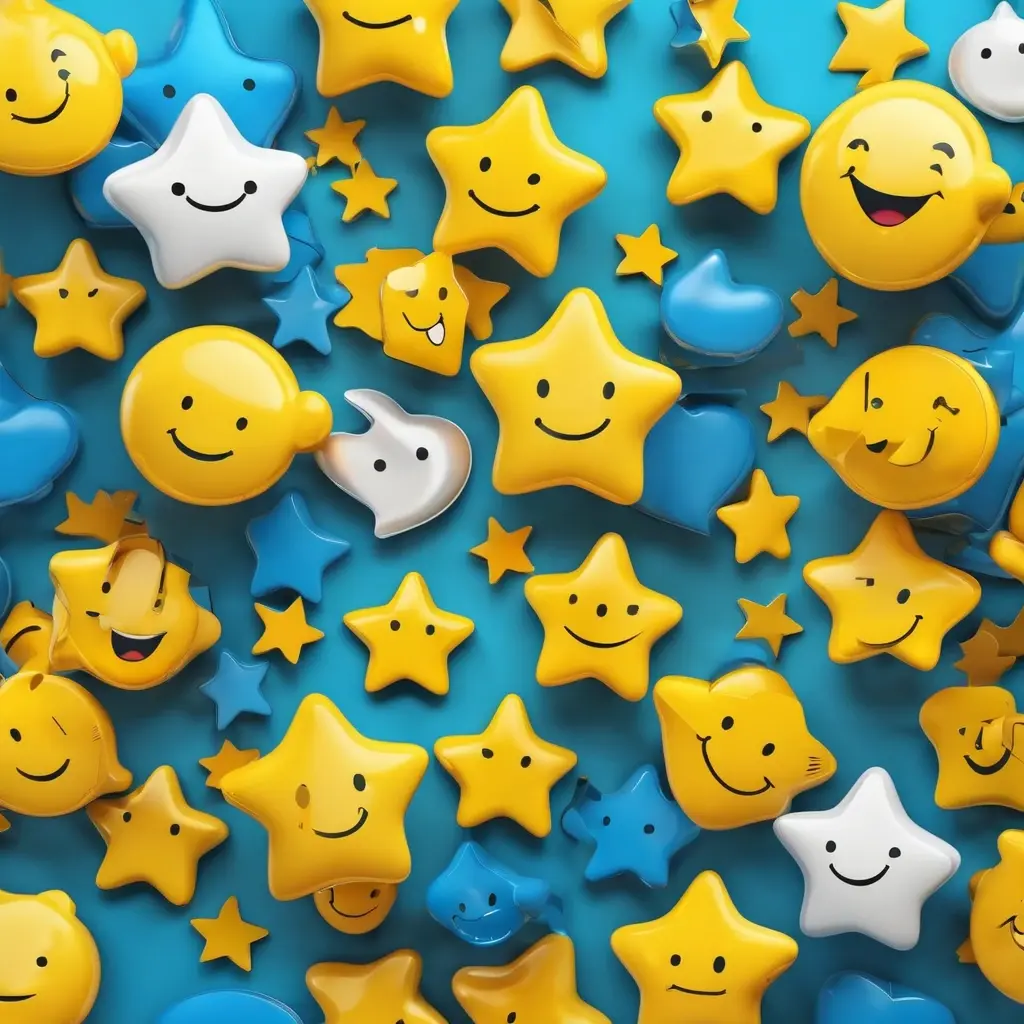 Collage of 5-star rating bubbles and happy user avatars