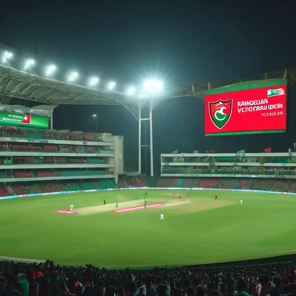 Cricket stadium atmosphere for BPL 2026 with team flags