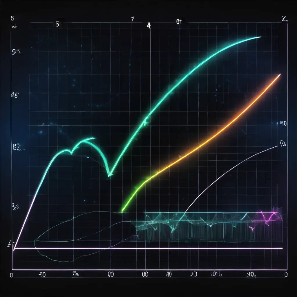 Mathematical equation board showing probability curves of 2x vs 100x multipliers
