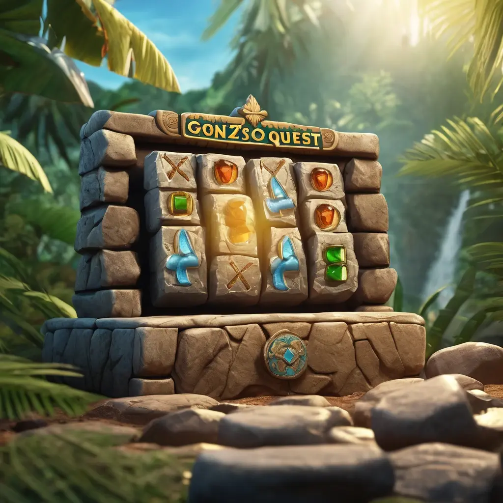 Gonzo character watching stone blocks fall with multiplier values x1, x2, x3, x5 visible.