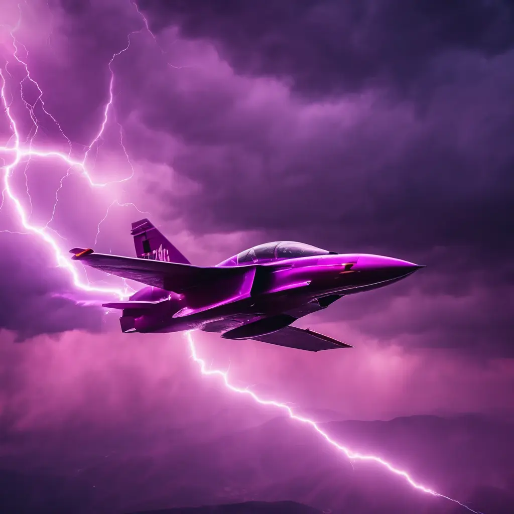 A stunt pilot flying vertically towards a pink lightning storm representing high multipliers