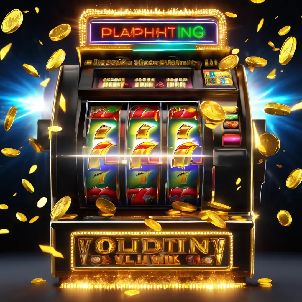 Explosion of gold coins and diamonds from a slot machine jackpot