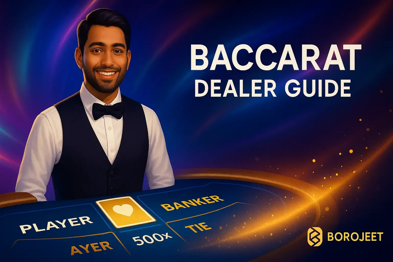 একজন লাইভ ডিলার একটি ব্যাকারাত টেবিলে কার্ড ডিল করছেন, যা বাংলাদেশে অনলাইন ব্যাকারাত খেলার উত্তেজনাকে তুলে ধরেছে।