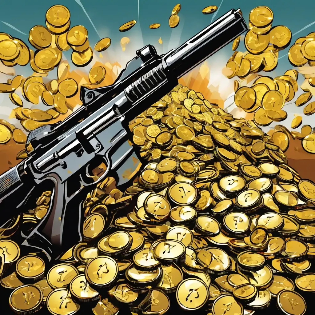 Conceptual comparison image showing RTP as a pile of gold and Hit Frequency as a rapid firing machine gun