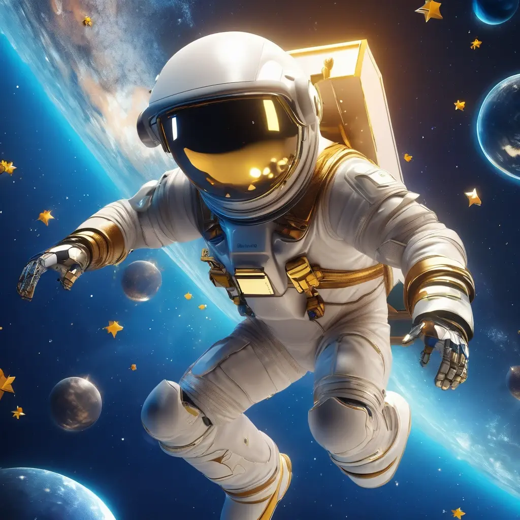 Spaceman Character Flying in Space (Spaceman চরিত্র মহাকাশে উড়ছে)